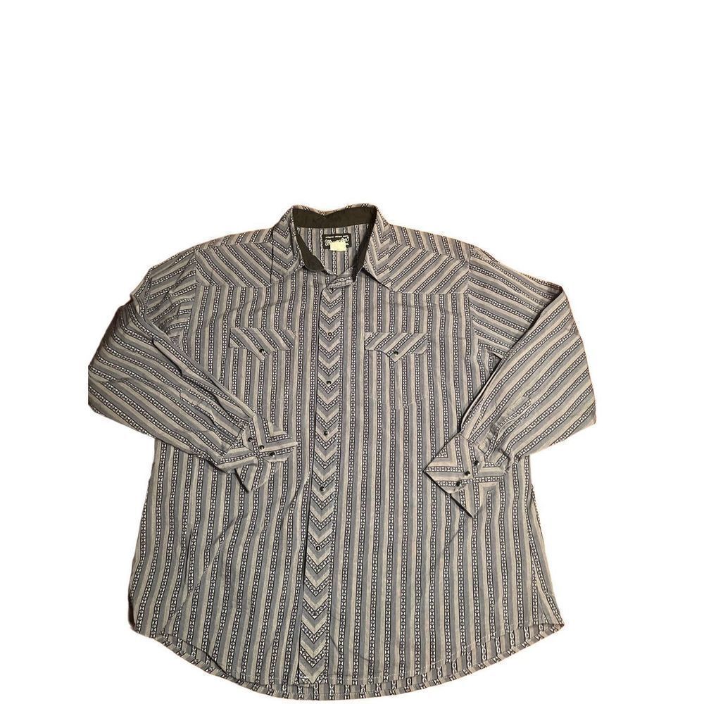 Wrangler Long Sleeve Blue Stripe Aztec Casual Shirt Men's XXL